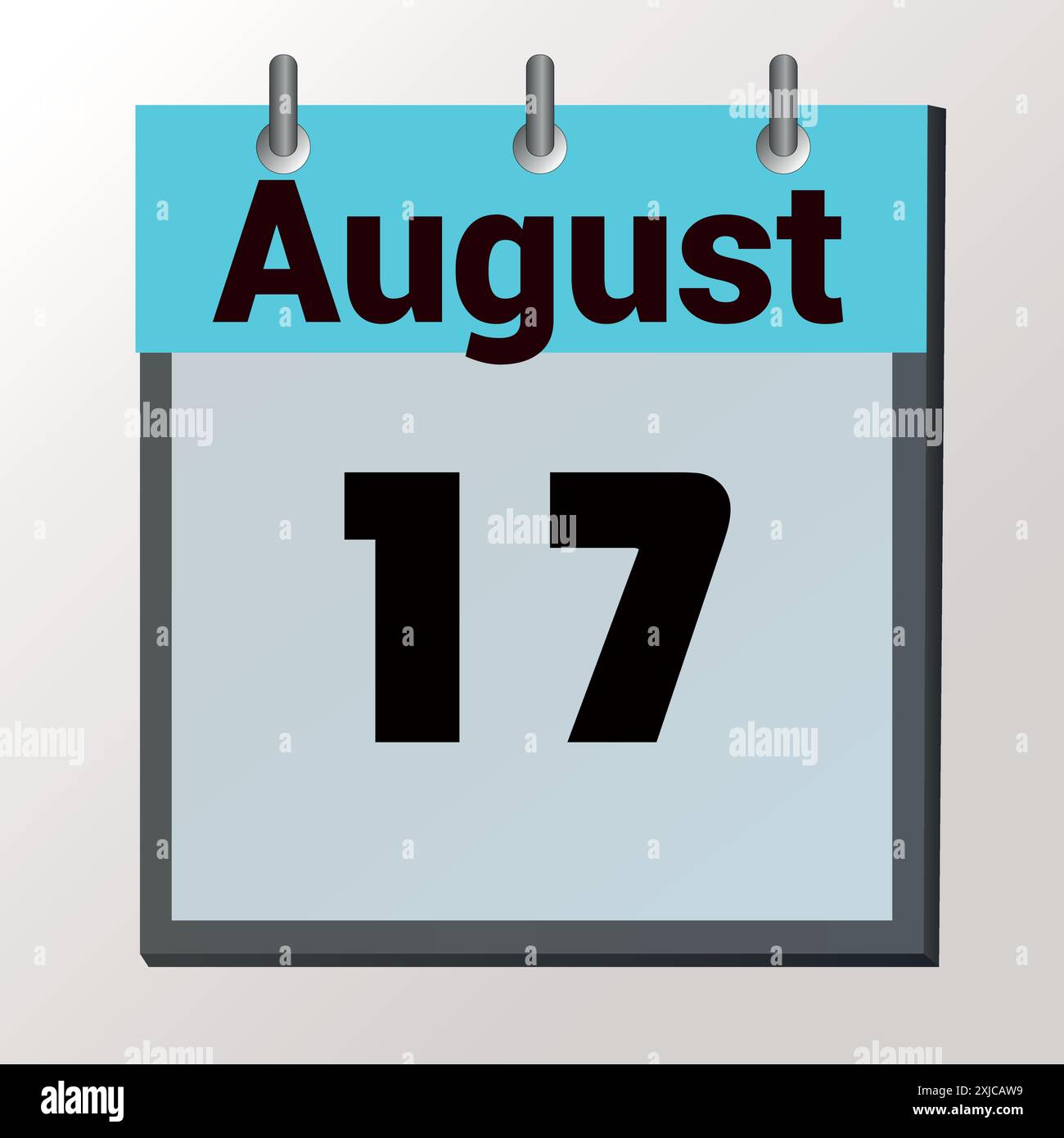 Giorno del calendario, formato immagine vettoriale, 17 agosto Illustrazione Vettoriale