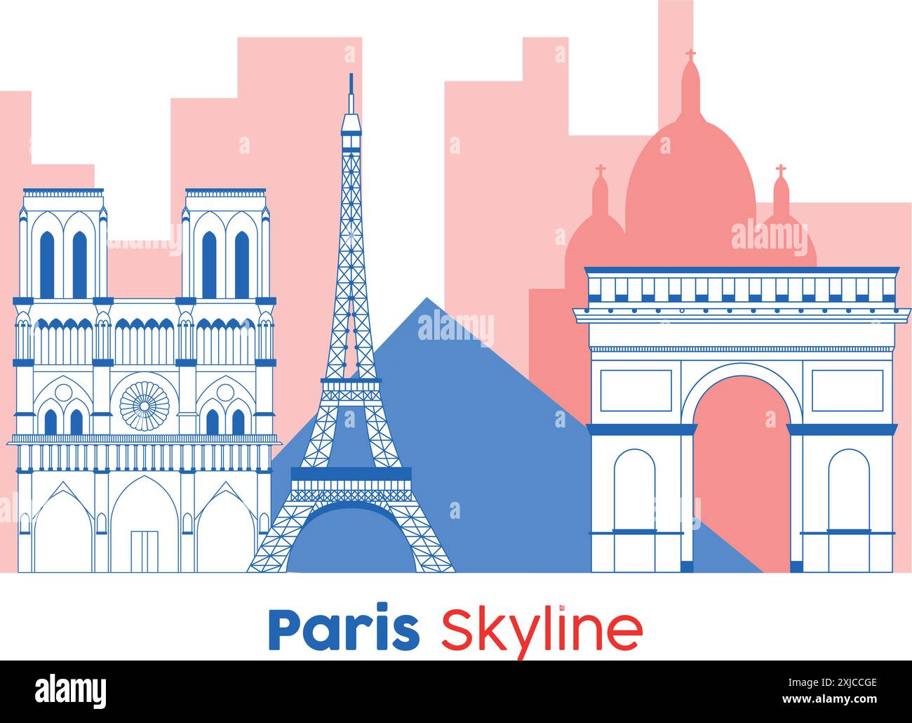 Skyline di Parigi paesaggio urbano moderno illustrazione vettoriale Illustrazione Vettoriale