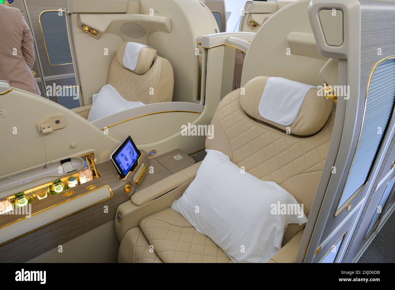 Prima classe, Emirates Airbus A380 Foto Stock