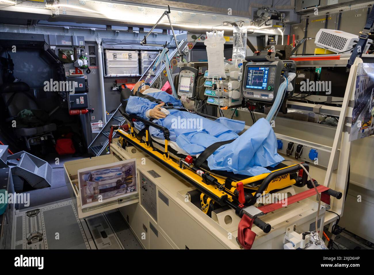 Fliegende Intensivstation, Airbus A400M, Deutsche Luftwaffe, ILA 2024, Internationale Luft- und Raumfahrtausstellung Berlin, Schönefeld, Brandeburgo, Foto Stock