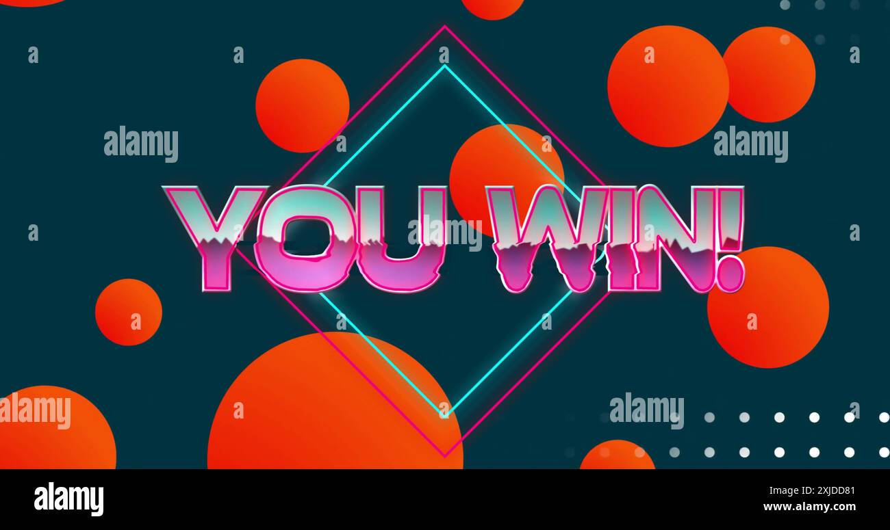 Immagine che mostra la vittoria del testo su punti arancioni Foto Stock