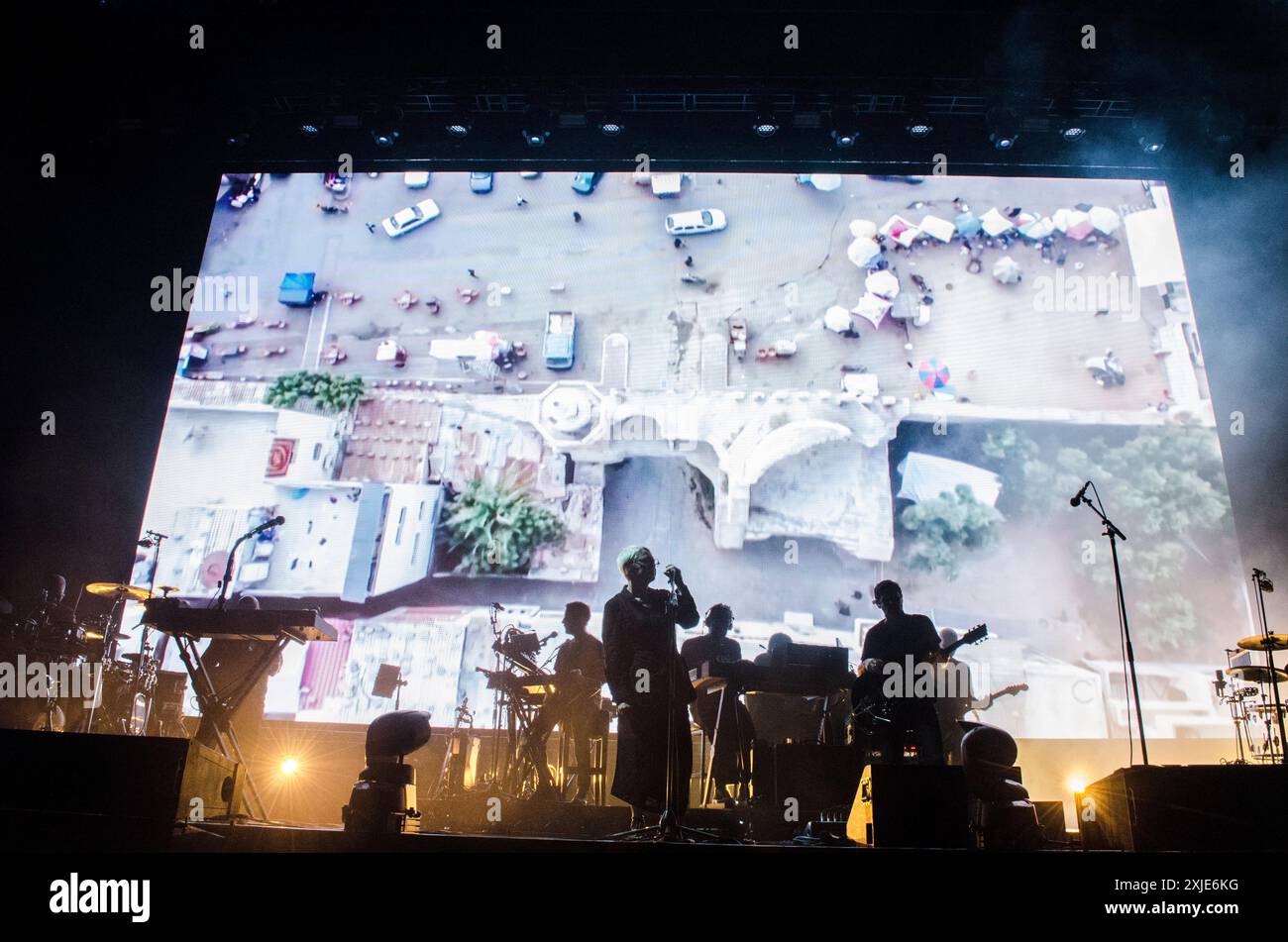 Massive Attack si esibisce al Release Athens Festival di Plateia Nerou / Grecia, luglio 2024 Foto Stock