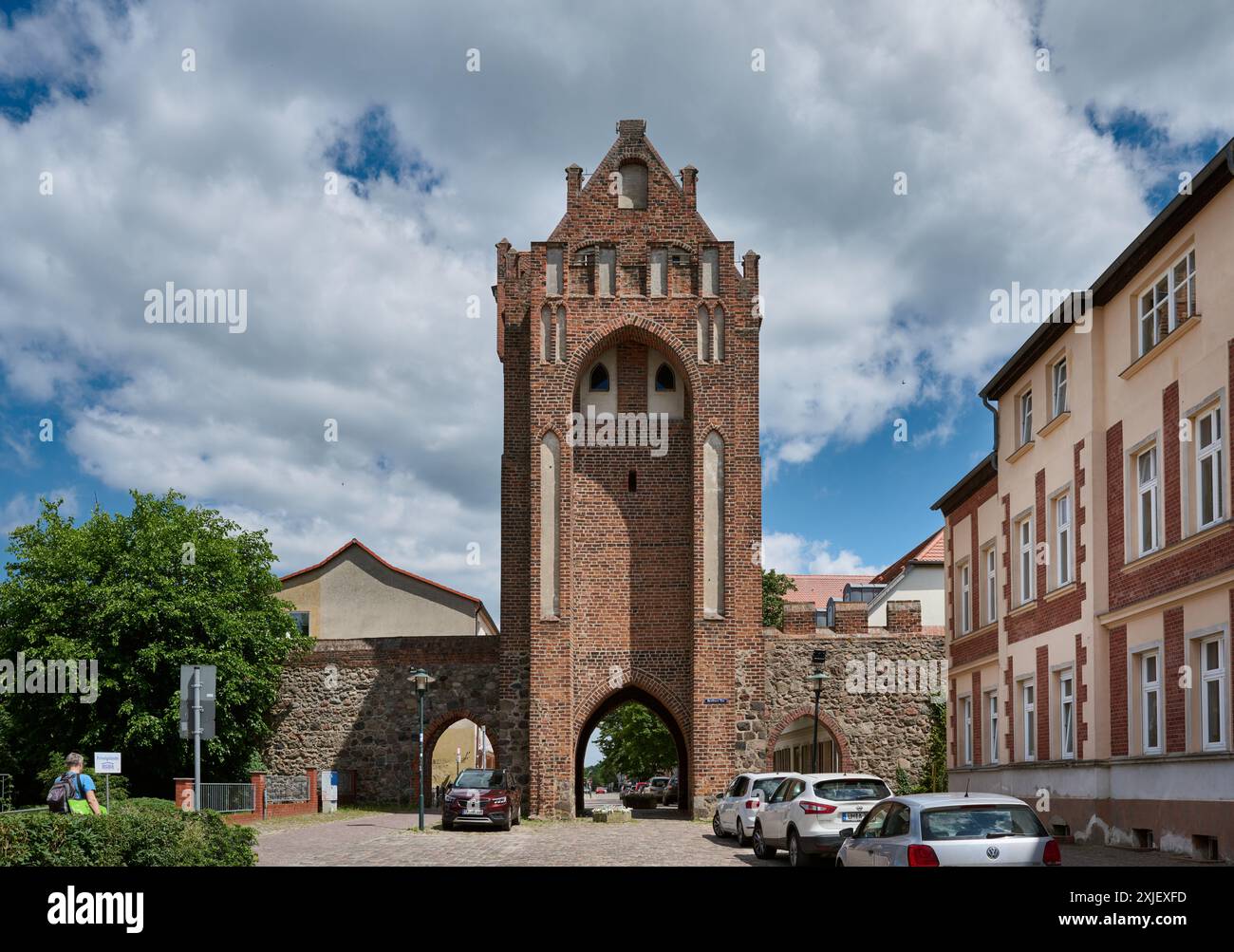 Porta di Berlino nelle mura cittadine di Templin, Uckermark, Brandeburgo, Germania, Europa Foto Stock