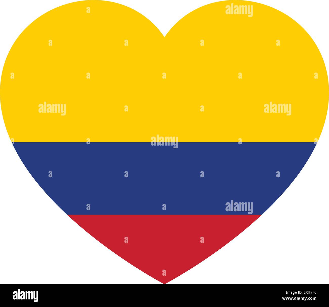 Bandiera della Colombia in forma di cuore, simbolo dell'amore Illustrazione Vettoriale