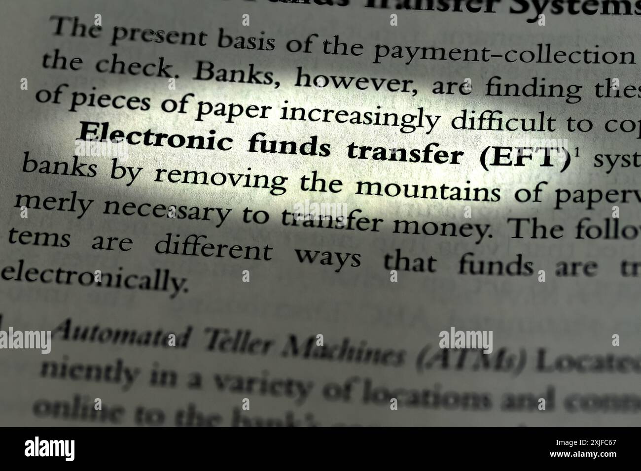 Trasferimento elettronico di fondi (EFT) in azienda Foto Stock