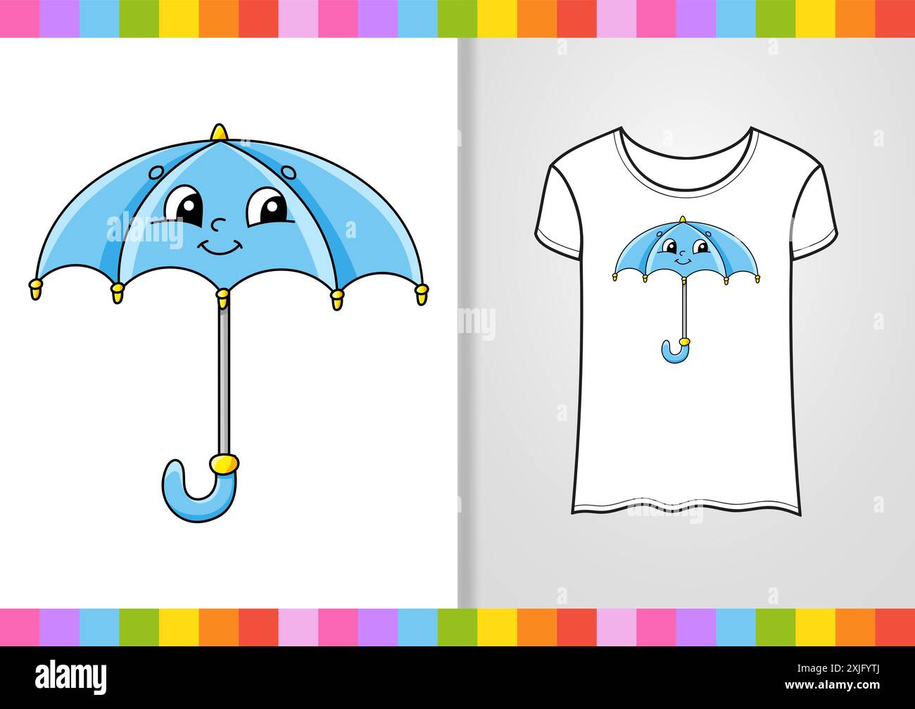 Design T-shirt. Carino personaggio sulla camicia. Disegnato a mano. Stile cartoni animati. Isolato su sfondo bianco. Illustrazione vettoriale. Illustrazione Vettoriale