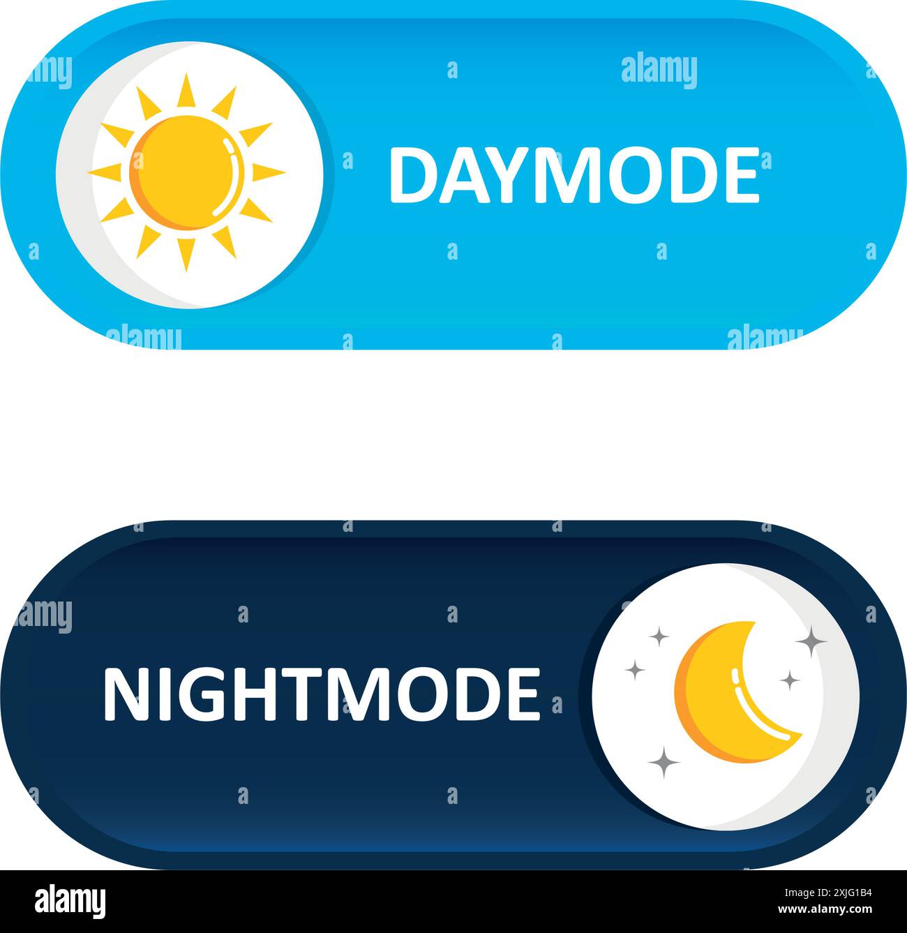 pulsante giorno e notte con illustrazione vettoriale sole e luna Illustrazione Vettoriale