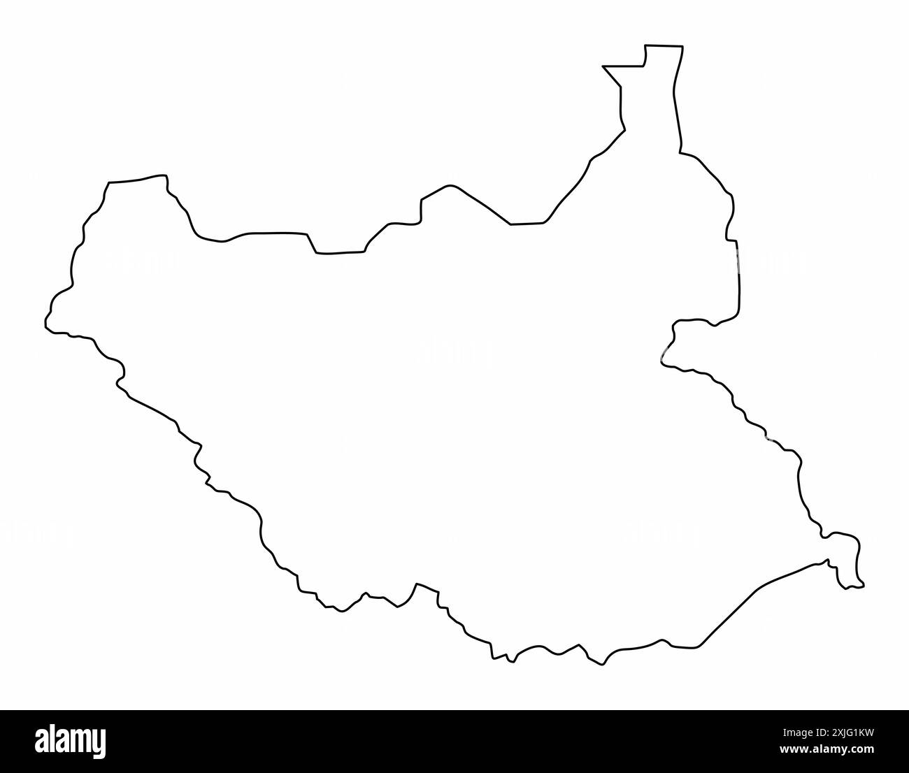 Mappa di profilo del Sud Sudan isolata su sfondo bianco Illustrazione Vettoriale