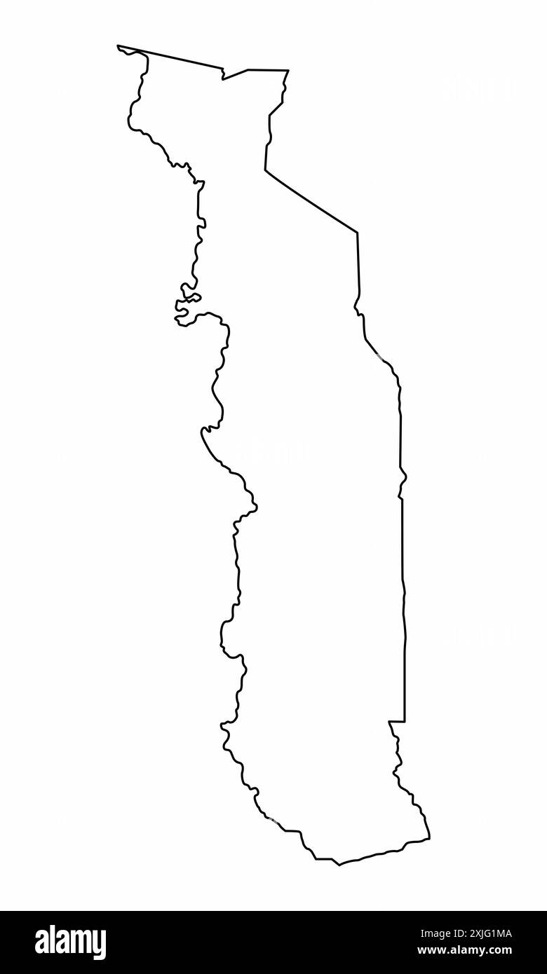 Mappa del profilo del Togo isolata su sfondo bianco Illustrazione Vettoriale