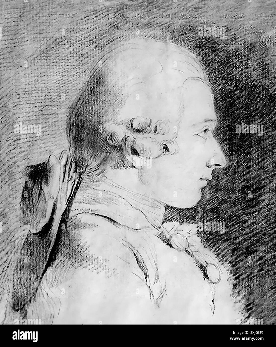 Marchese de Sade. Ritratto del libertino e scrittore francese, Donatien Alphonse Francois, Marchese di Sade (1740-1814) di Charles-Amédée-Philippe van Loo, disegno, 1760 Foto Stock