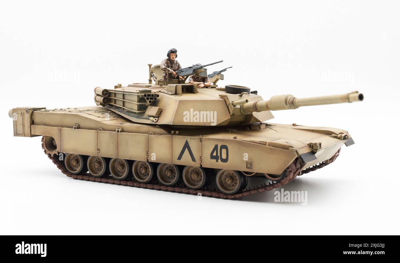 Un modello in scala 1/35 del carro armato M1A1 Abrams American Main Battle Tank Foto Stock Un modello in scala 1/35 del carro armato M1A1 Abrams American Main Battle Tank Foto Stock