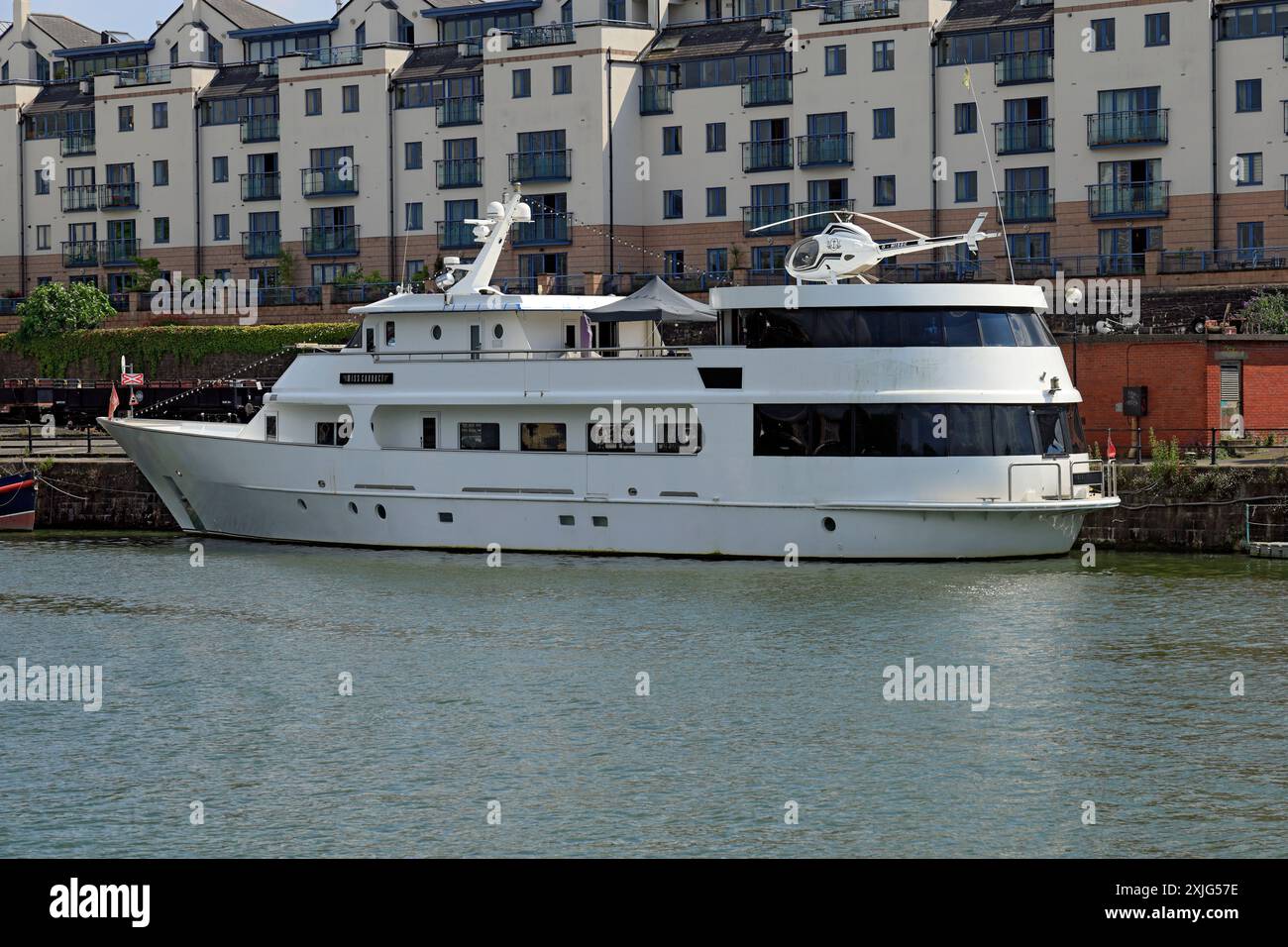 Barca e elicottero Miss Conduct, Floating Harbour, Bristol. Foto Stock