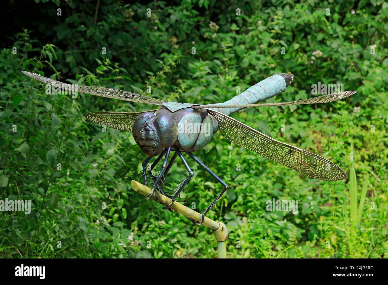 Scultura gigante della libellula, Fforest Farm, Cardiff. Foto Stock