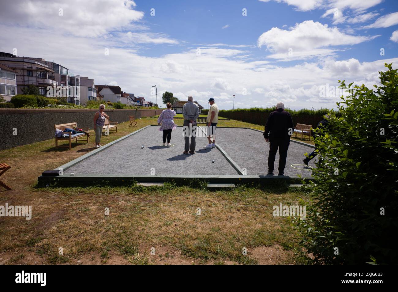 Giocatori del club Chalkwell Petanque Foto Stock