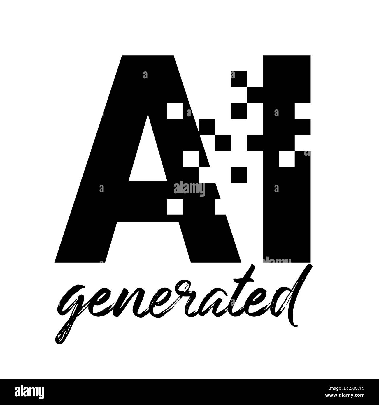 Modello di icona di blogging generato DALL'INTELLIGENZA ARTIFICIALE. Logo creativo per i contenuti digitali generati dall'intelligenza artificiale. Firma Web. Stile grafico pixellato. Illustrazione Vettoriale
