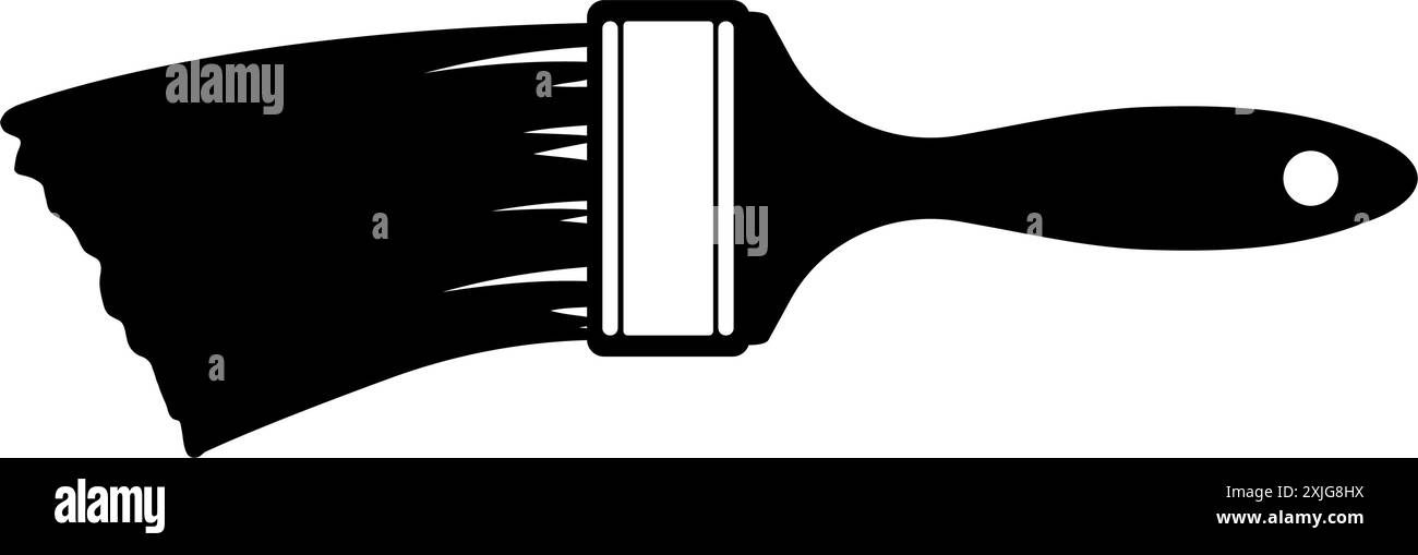 Illustrazione vettoriale clip art monocromatica con pennello e pennello Illustrazione Vettoriale