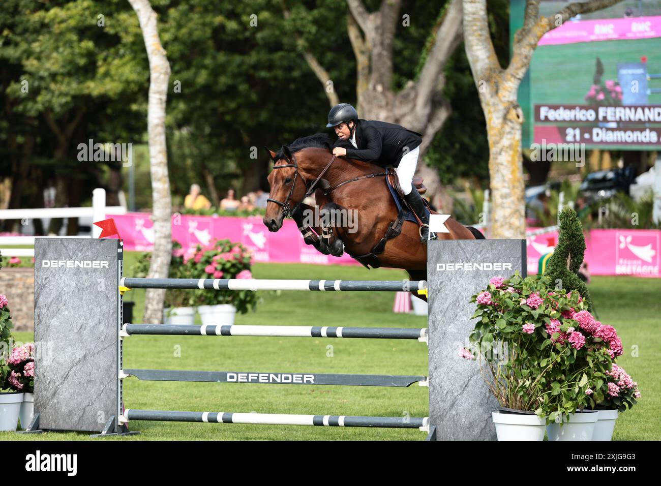 Federico Fernandez del Messico con Diamanti sono unici durante il Prix du Conseil Départemental d'Ille et Vilaine al Jumping International de Dinard il 18 luglio 2024, Dinard, Francia (foto di Maxime David - MXIMD Pictures) Foto Stock