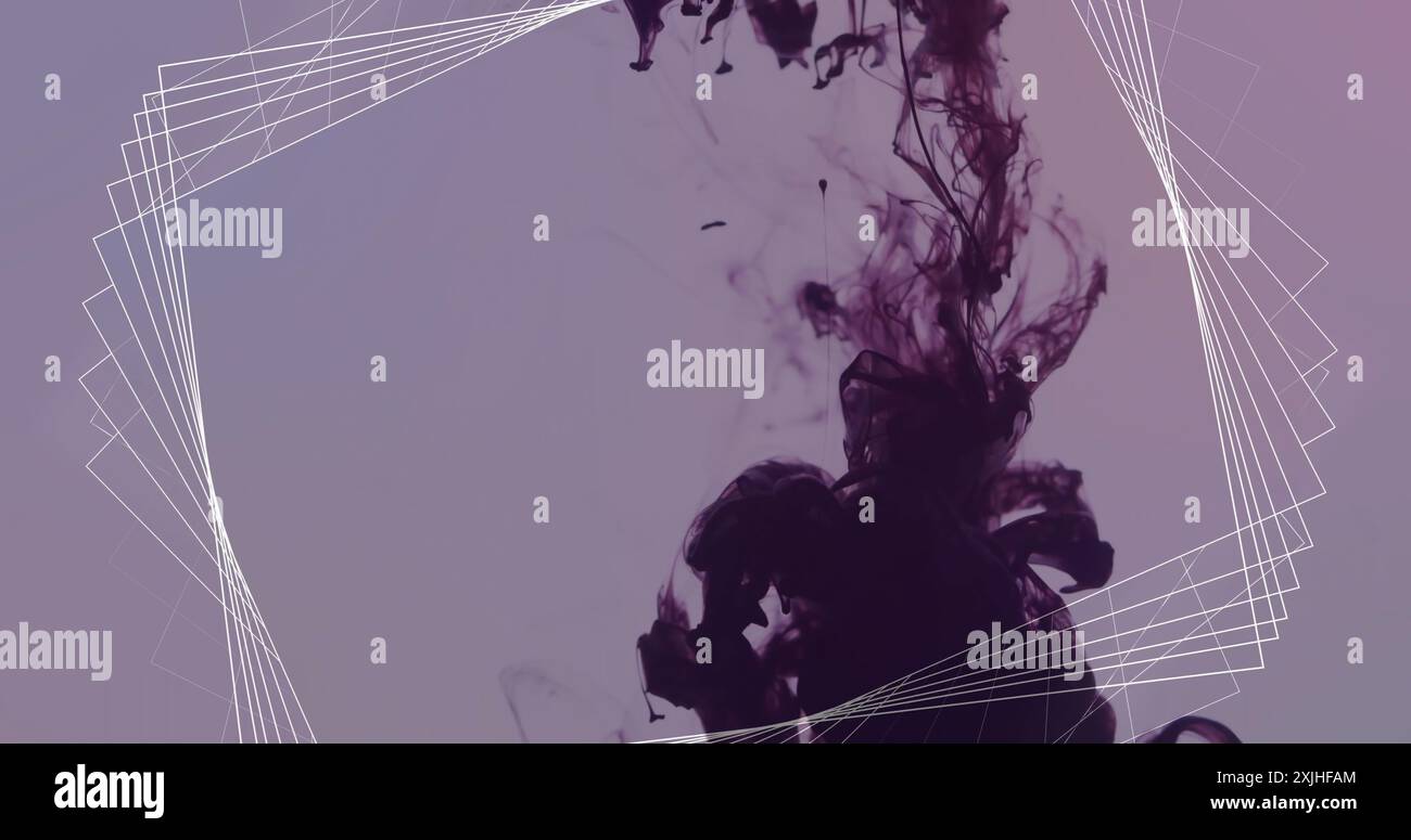 Immagine della struttura di rete bianca 3d su liquido scuro che si muove su sfondo grigio Foto Stock