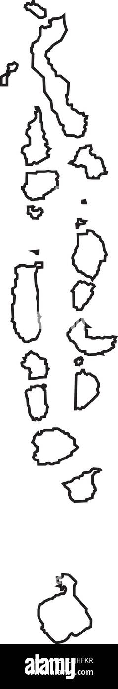 Disegno del simbolo vettoriale dell'icona della mappa delle Maldive Illustrazione Vettoriale