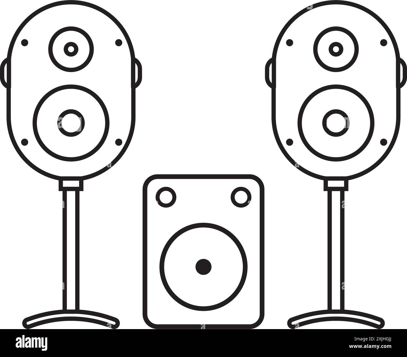Design del simbolo vettoriale dell'icona del sistema audio Illustrazione Vettoriale