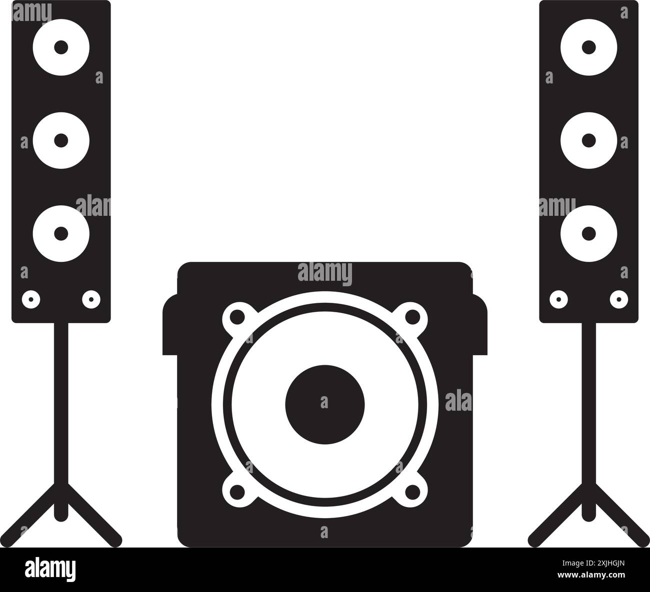 Design del simbolo vettoriale dell'icona del sistema audio Illustrazione Vettoriale