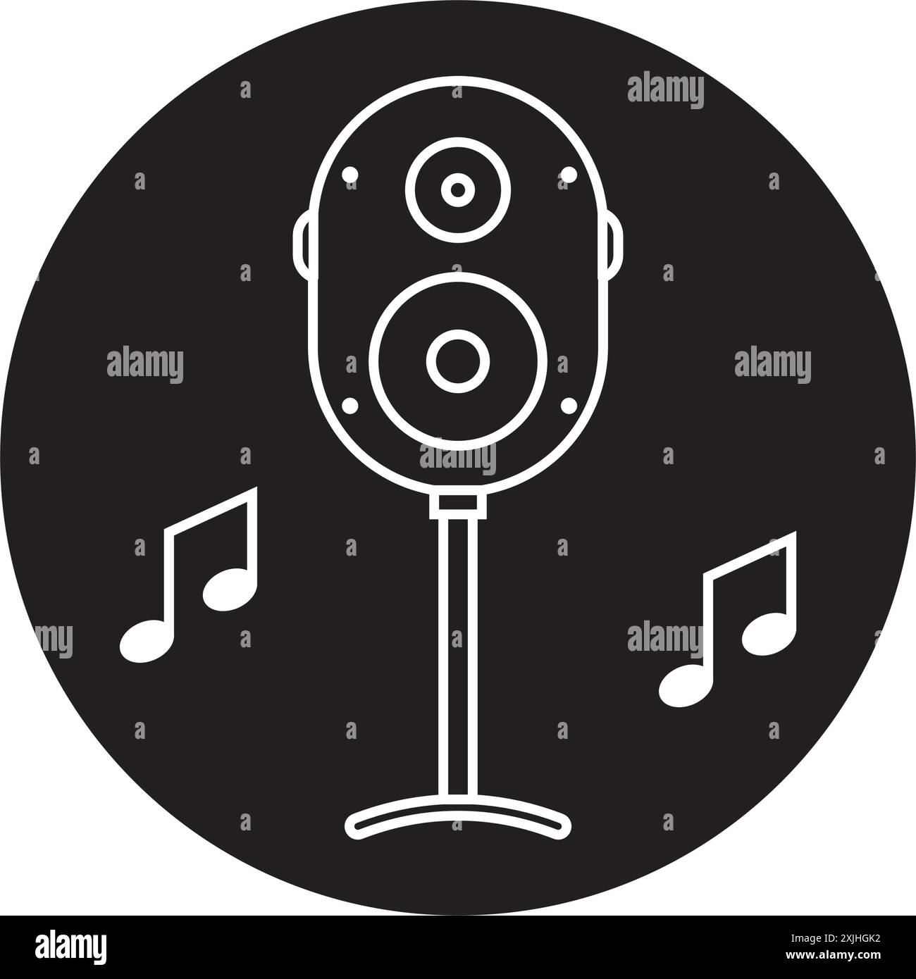Design del simbolo vettoriale dell'icona del sistema audio Illustrazione Vettoriale
