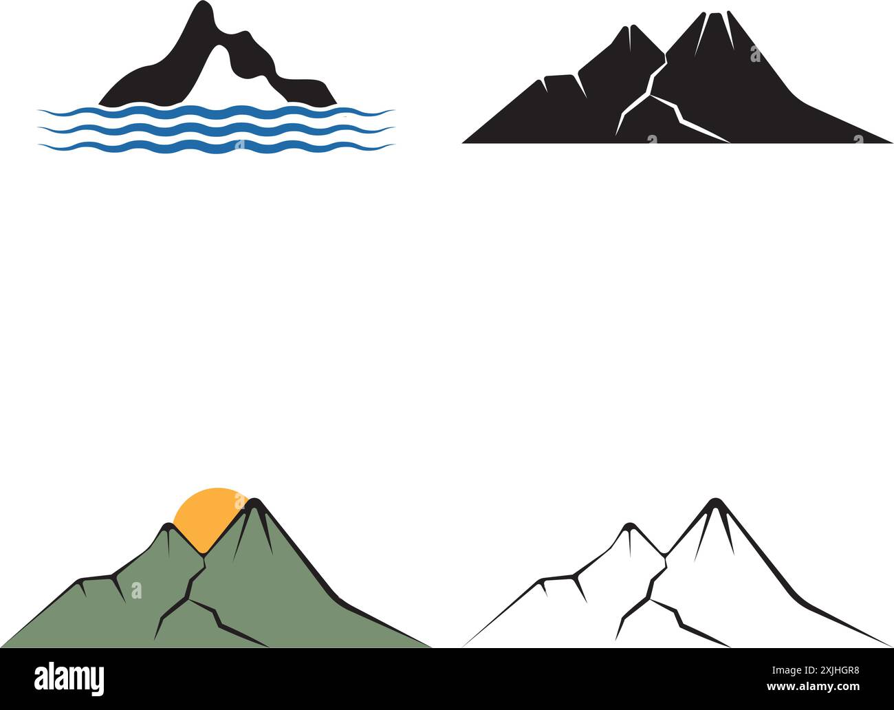 Disegno vettoriale del logo Mountain Illustrations Illustrazione Vettoriale