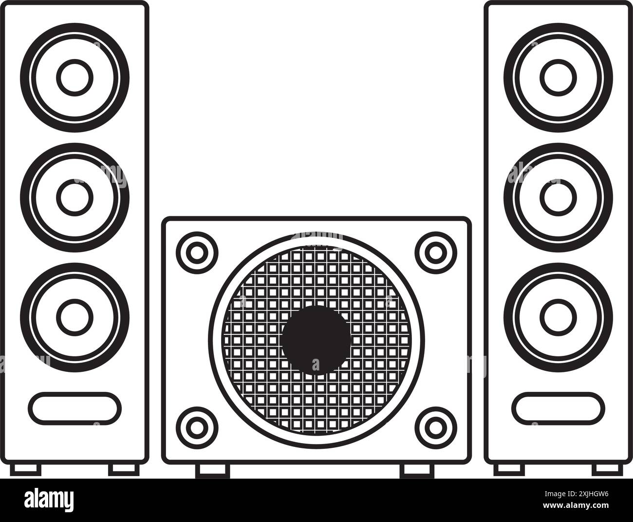 Design del simbolo vettoriale dell'icona del sistema audio Illustrazione Vettoriale
