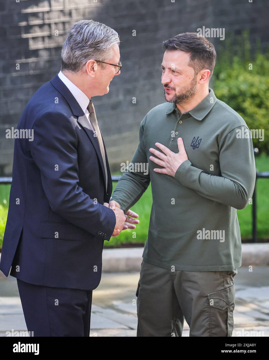 Londra, 19 luglio 2024. Sir Keir Starmer, primo Ministro del Regno Unito, dà il benvenuto oggi a Downing Street a Londra a Volodymyr Zelenskyy, Presidente dell'Ucraina. Crediti: Imageplotter/Alamy Live News Foto Stock