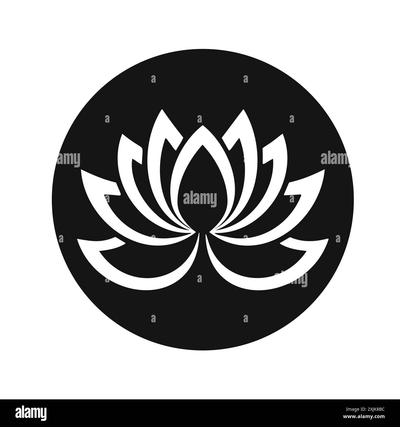 Elegante fiore di loto bianco e nero Illustrazione Vettoriale