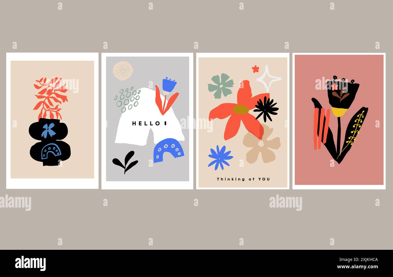 Poster colorato con decorazioni floreali per il mercato Illustrazione Vettoriale