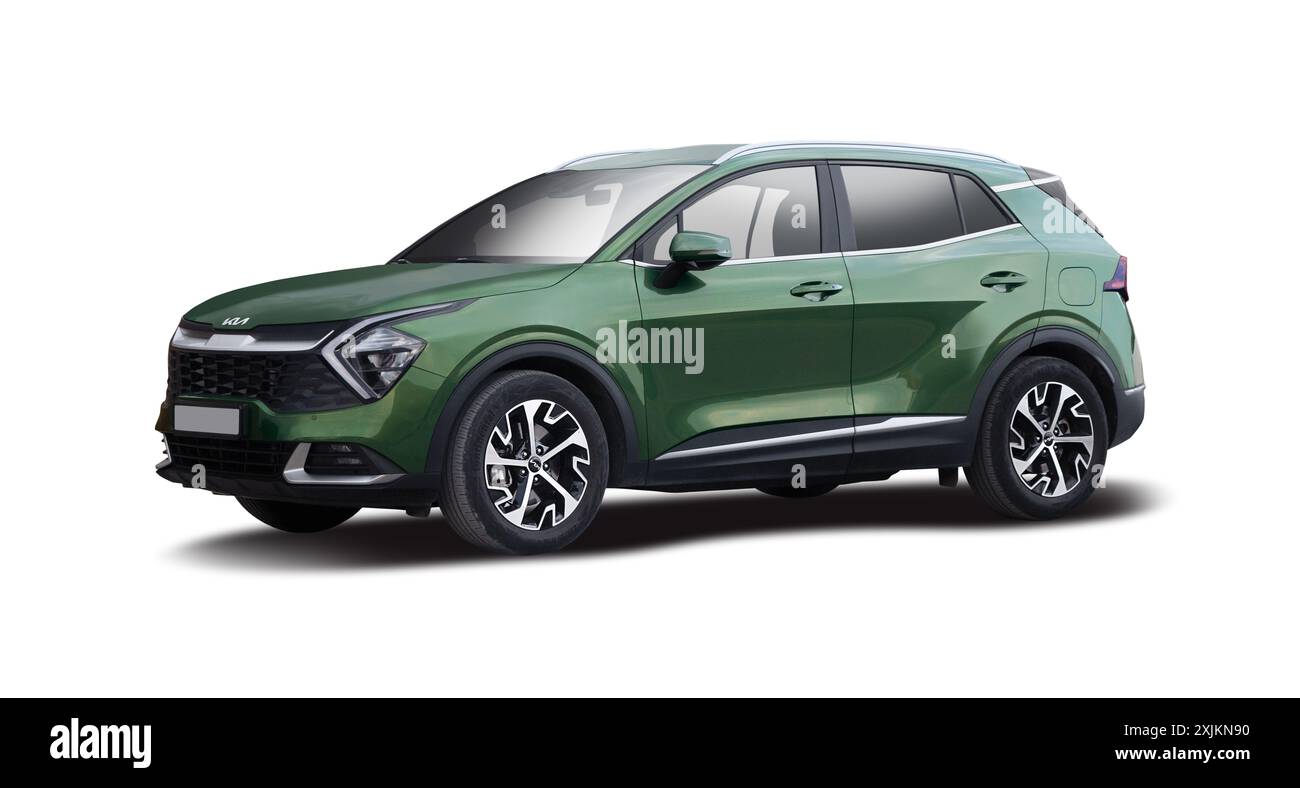 SUV Kia Sportage isolato su sfondo bianco Foto Stock