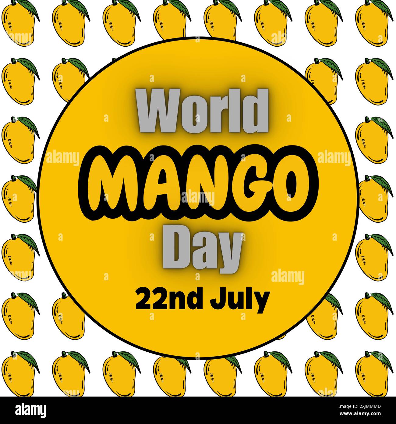Giornata Mondiale del Mango. Modello di post sui social media e design con Emoji Mango Pattern celebrano il 22 luglio di ogni anno. Illustrazione vettoriale Illustrazione Vettoriale
