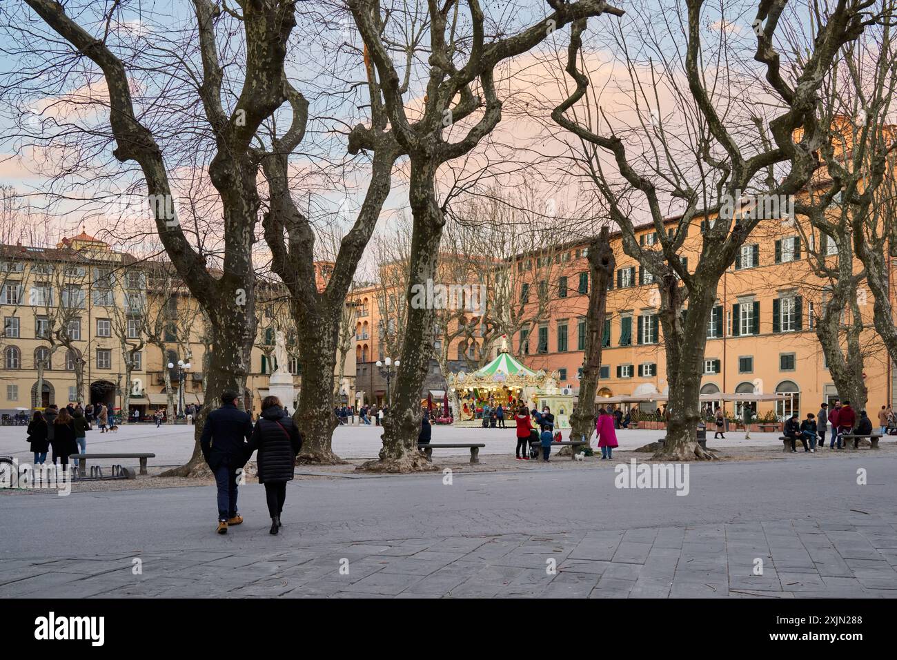 Piazza Napoleone a Lucca, Toscana, Italia Foto Stock