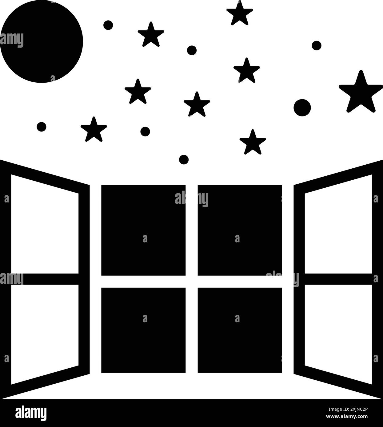 Icona Window Open con nuvole cielo isolato - uso perfetto per la progettazione e lo sviluppo di siti Web, file stampati e presentazioni, materiali promozionali, Illustrazione Vettoriale
