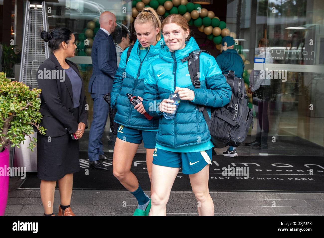 Il giocatore di MatildaÕs Cortnee Vine lascia il campo all'Olympic Park per allenarsi prima della partita MondayÕs contro la Cina. Foto: Thomas Lisson Foto Stock