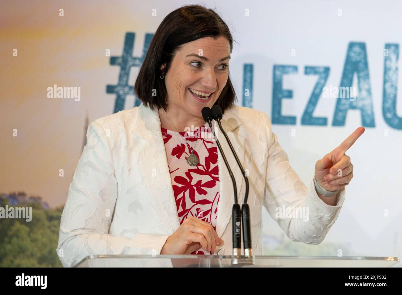 Lo chef De Misson Anna Meares parla all'annuncio della squadra olimpica australiana di Parigi. Foto: Thomas Lisson Foto Stock