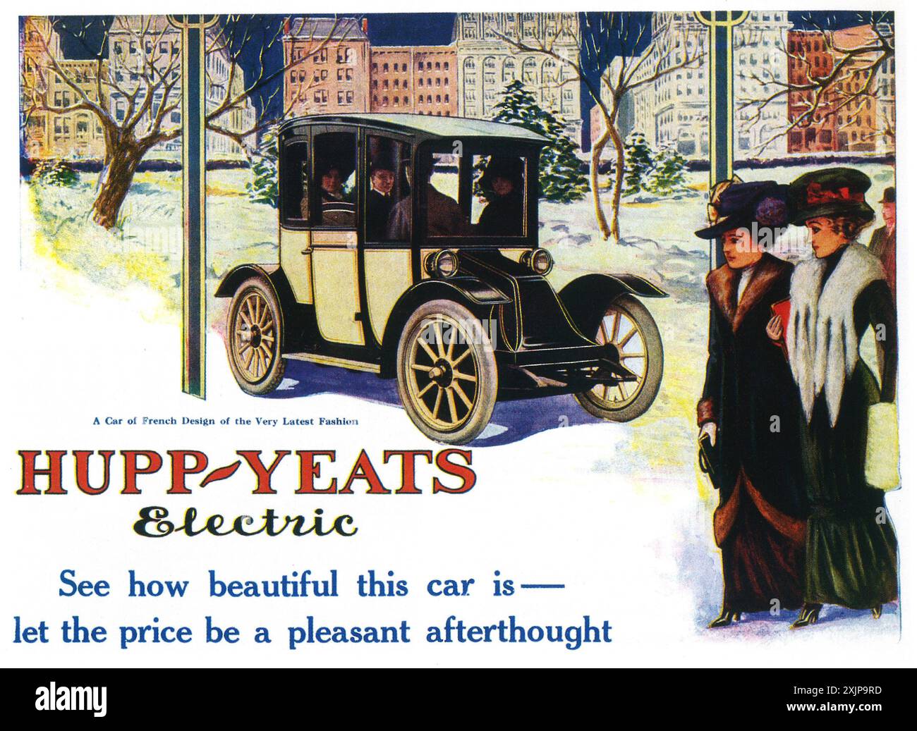 1911 annuncio Hupp-Yeats Electric Car - "How Beautiful This Car is!" - 'Car di design francese' Foto Stock