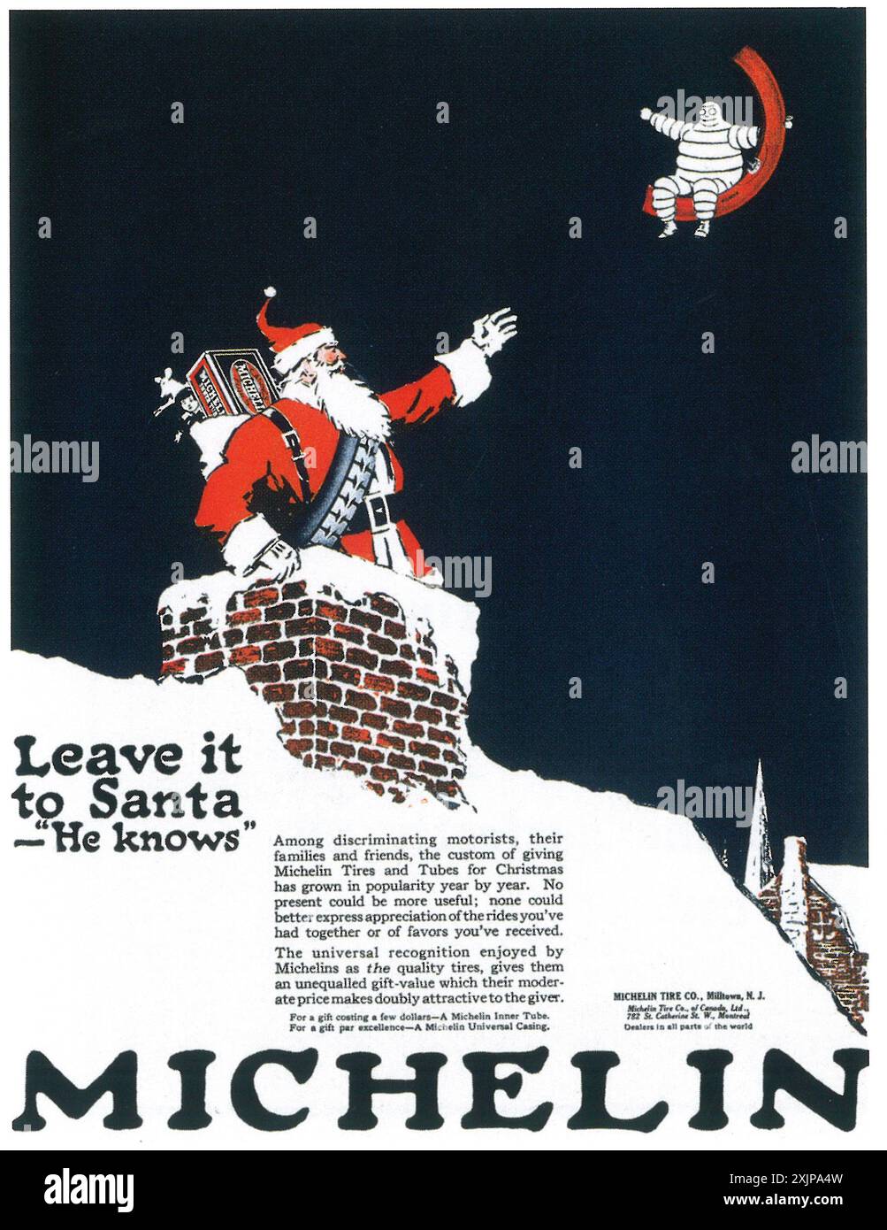 1919 pneumatici Michelin ad Michelin Man & Babbo Natale Foto Stock