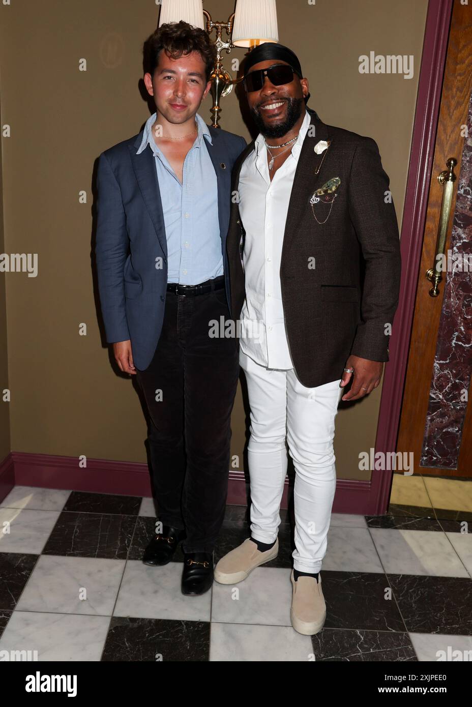 Londra, Regno Unito. 18 luglio 2024. Ryan-Mark Parsons e Kule T partecipano all'Alan Endfield's Summer Party alla Mistress of Mayfair a Mayfair, Londra. (Foto di Cat Morley/SOPA Images/Sipa USA) credito: SIPA USA/Alamy Live News Foto Stock