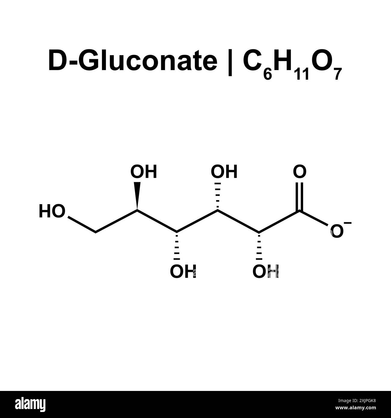 Struttura D-gluconato, illustrazione. Foto Stock