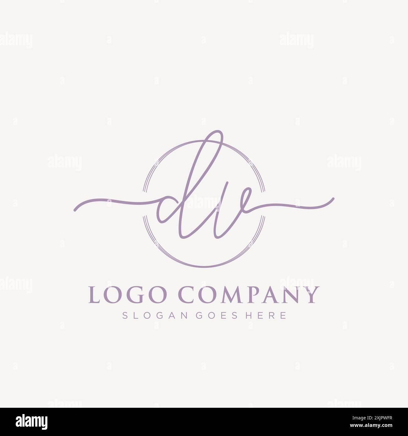 Scrittura iniziale DV con logo cerchio pennello Illustrazione Vettoriale