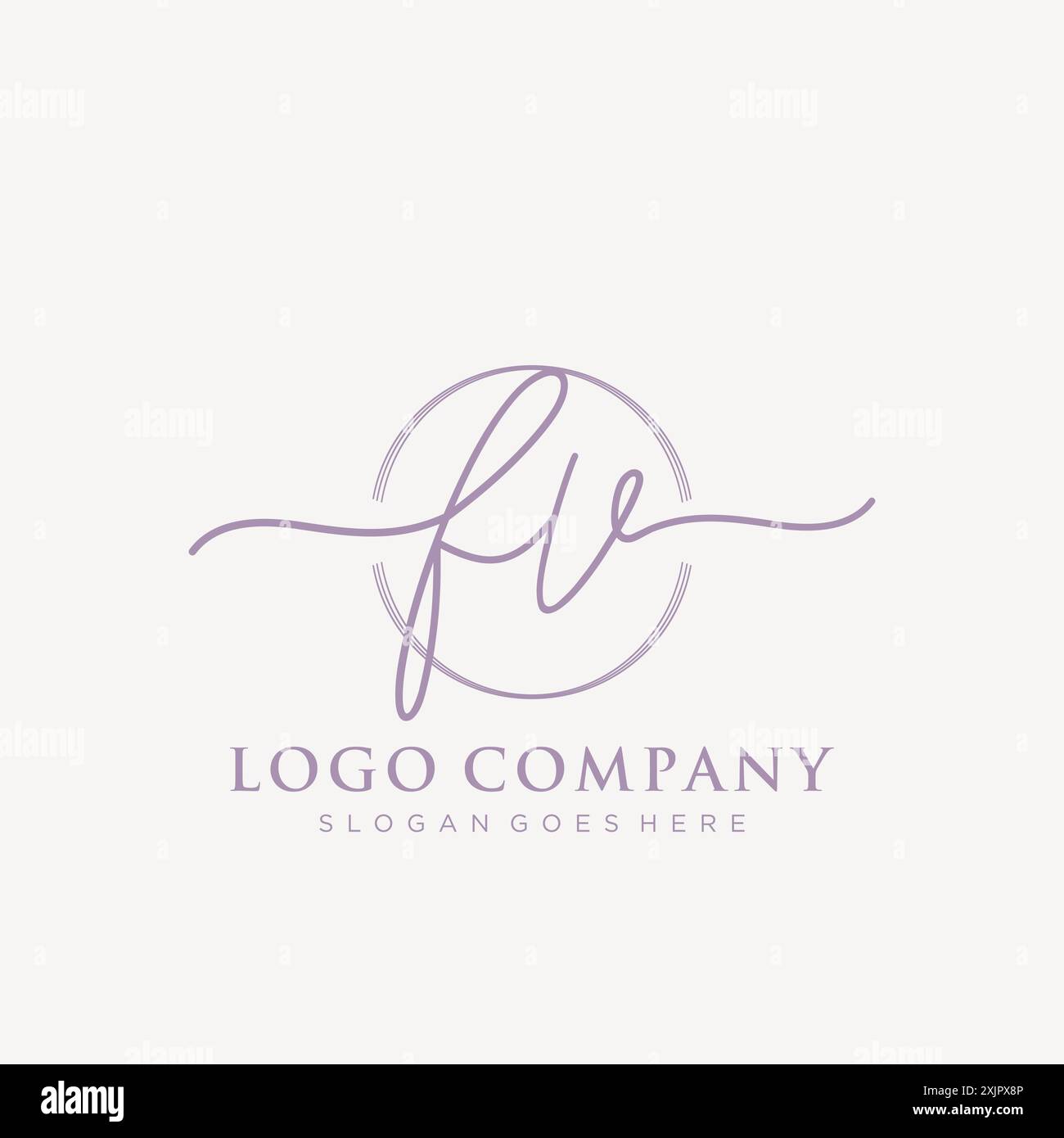 FV scrittura iniziale con logo circolare a pennello Illustrazione Vettoriale