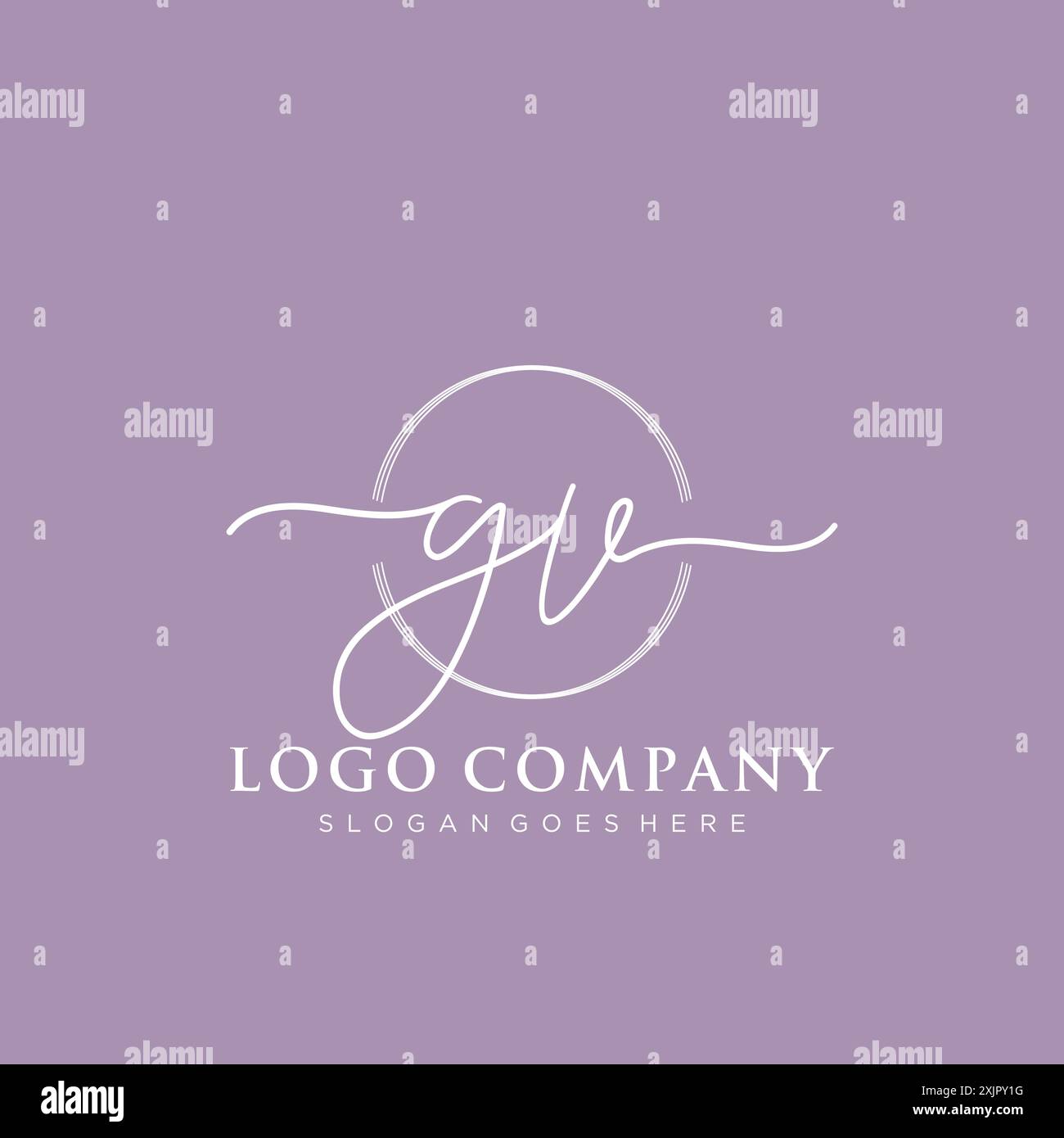 Scrittura iniziale Gv con logo circolare a pennello Illustrazione Vettoriale