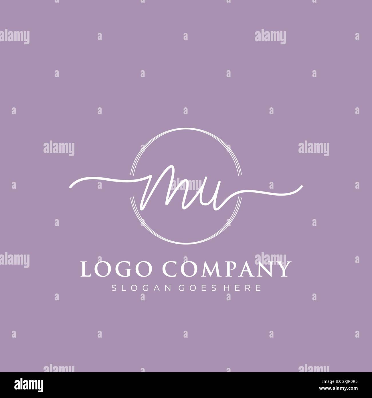 Scrittura iniziale MU con logo circolare a pennello Illustrazione Vettoriale