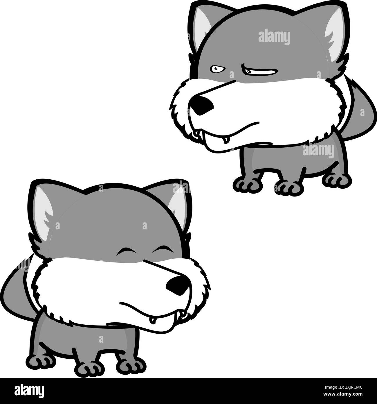 collezione wolf cartoon kawaii expression in formato vettoriale Illustrazione Vettoriale