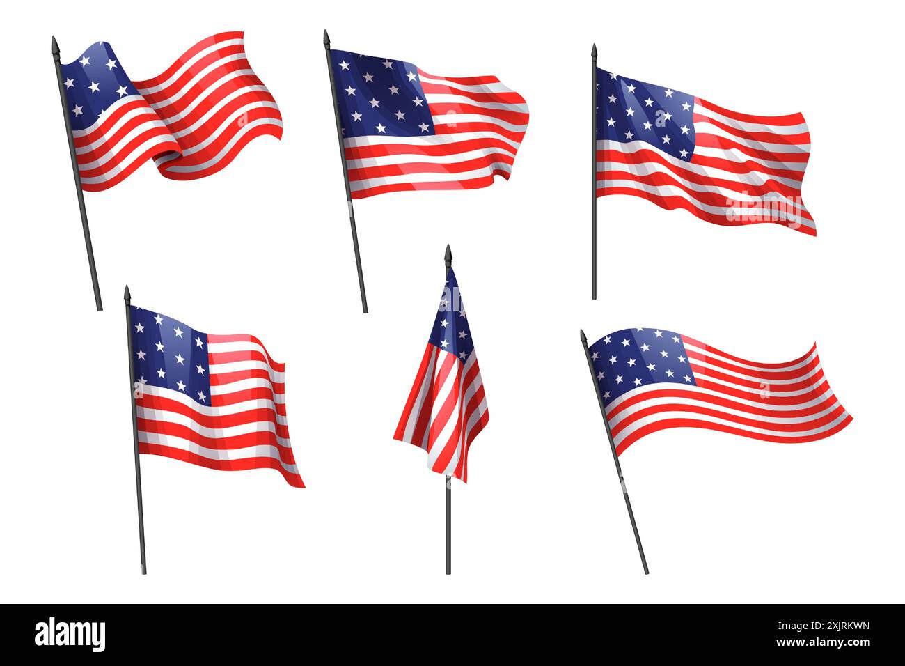 Palo bandiera degli Stati Uniti d'america . Vettore . Illustrazione Vettoriale