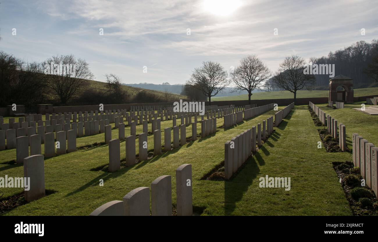 Cimitero militare e tombe nel nord della Francia (prima guerra mondiale) Foto Stock