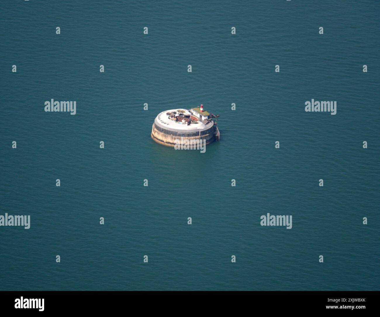 Vista aerea di Spitbank Fort nel Solent Hampshire Foto Stock