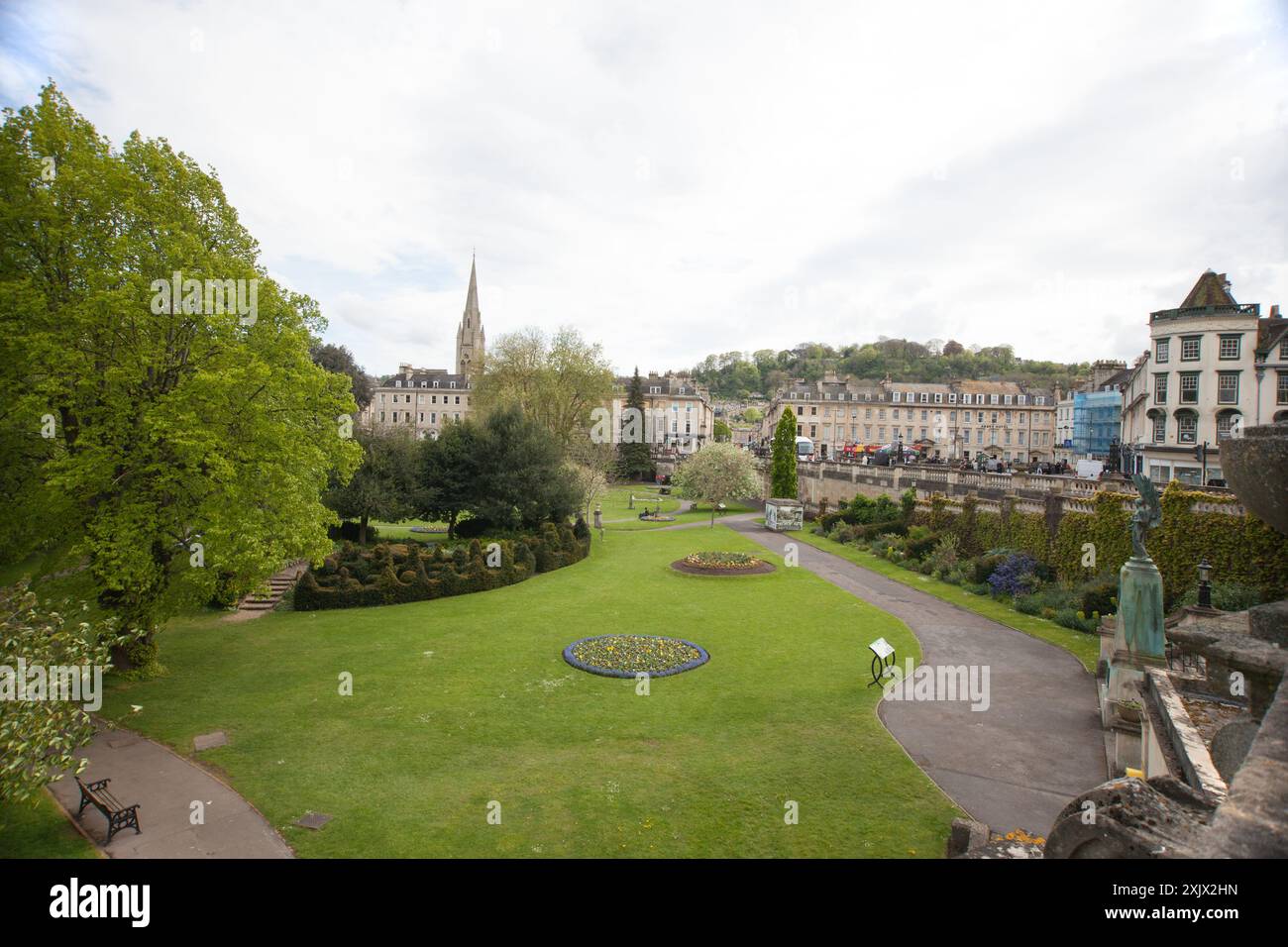 Vista sui Parade Gardens di Bath, Somerset, Regno Unito Foto Stock